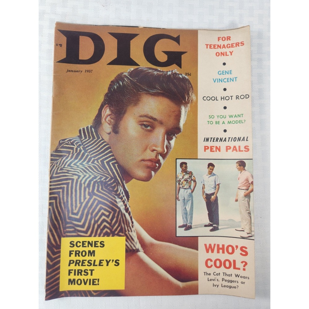 DIG MAGAZINE Jan 1957 Elvis Presley Gene Vincent Hot Rod Music Music Teenage Mag